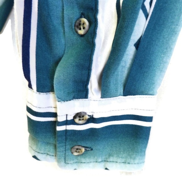 Roper Rodeo Blue Shirt Western Button Down Texas Aztec Peaked Yoke Flap XL Turq - Picture 5 of 8